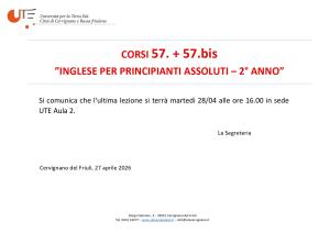 Variazione orario ultima lezione